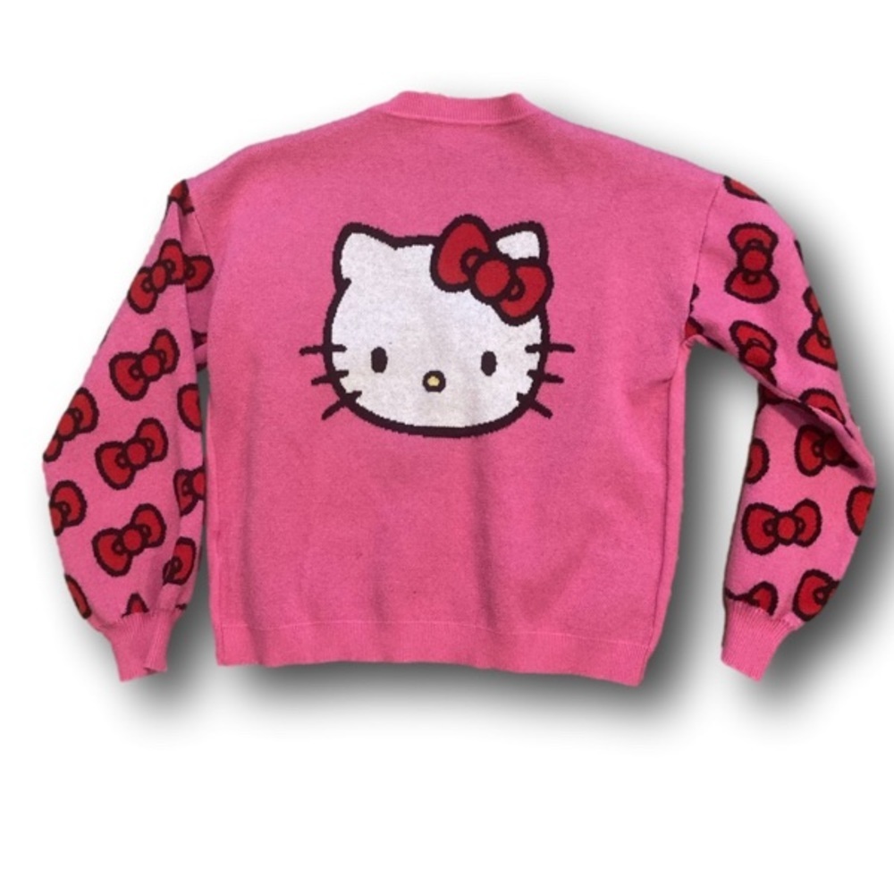 Girls Hello Kitty x Shein Thick Knit Cardigan Sweater Button Up Sz US 10Y